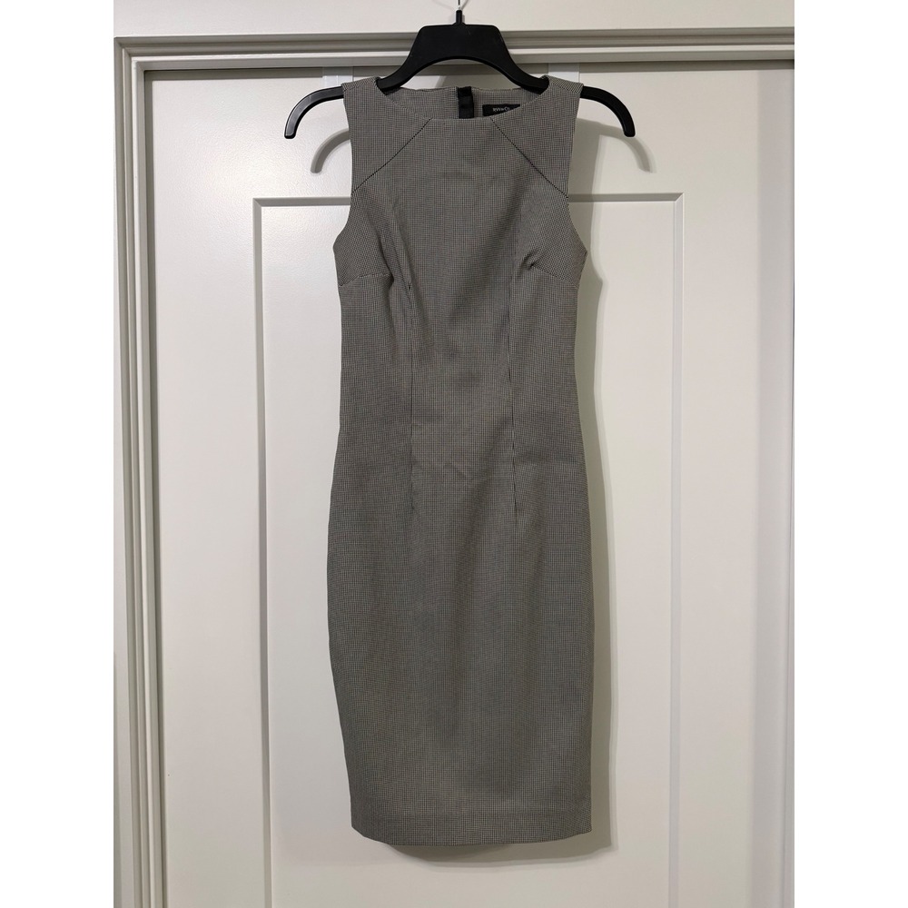 RW&CO Womens XXS Black White Houndstooth Sleeveless Sheath Dress Back Zip Work